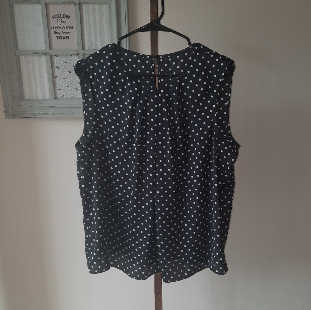 Silky Black with white polkadot blouse